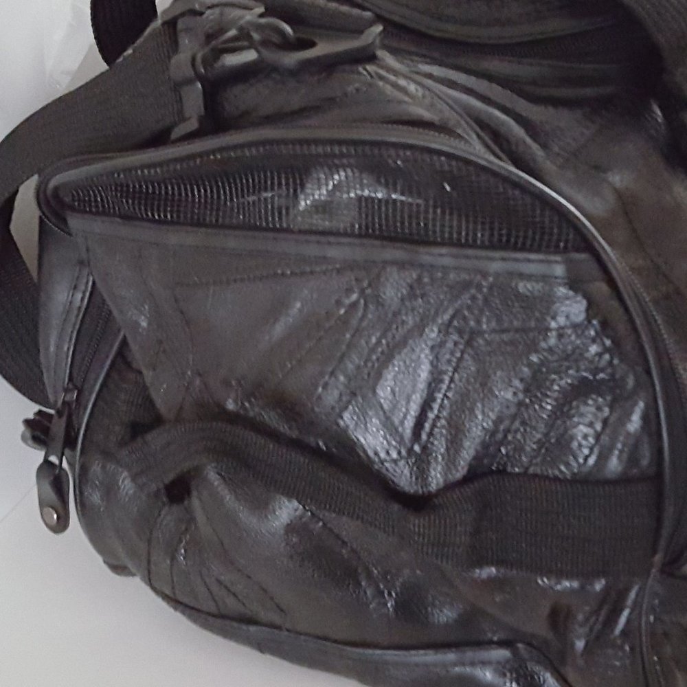 Patchwork Leather Duffle Bag Weekender Luggage *P… - image 5